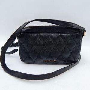 Vera Bradley Quilted Leather Black Crossbody Bag 8 Inch Adjustable
